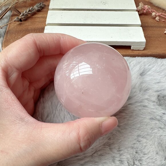 Rose Quartz Sphere - Picture 7 of 9